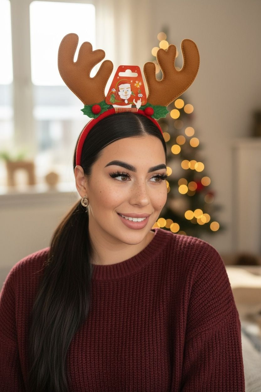 Bentita Craciun cu coarne de ren pentru petreceri festive