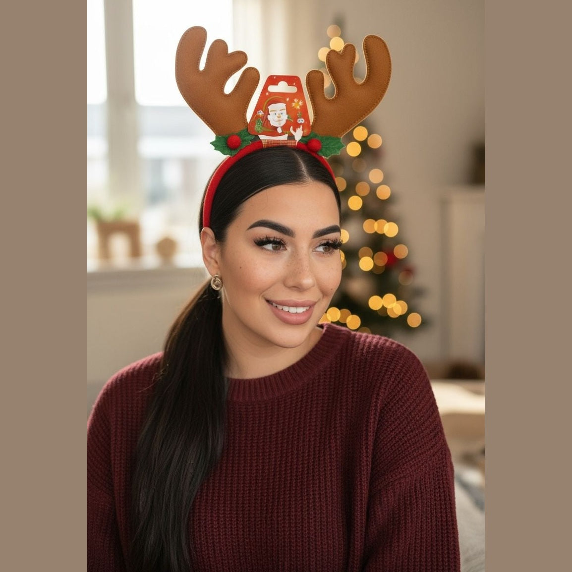 Bentita Craciun cu coarne de ren pentru petreceri festive