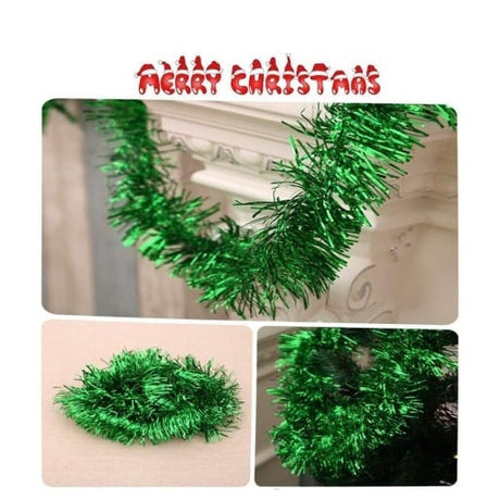 Beteala Craciun Verde Stufos 6 cm, 190 cm Lungime , Decor Brad Festiv