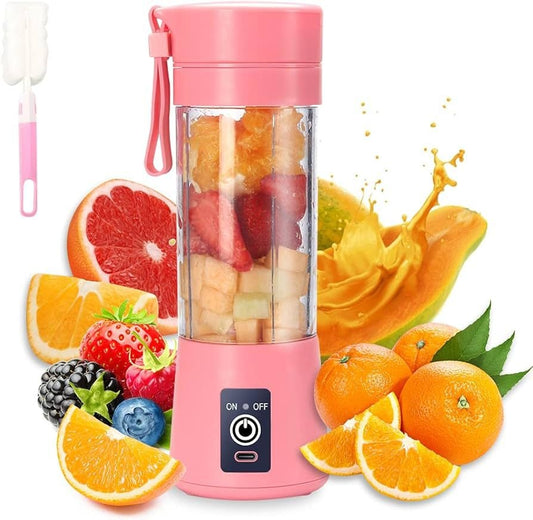 Blender portabil electric pentru smoothie si sucuri, reincarcabil USB 2000mAh, roz