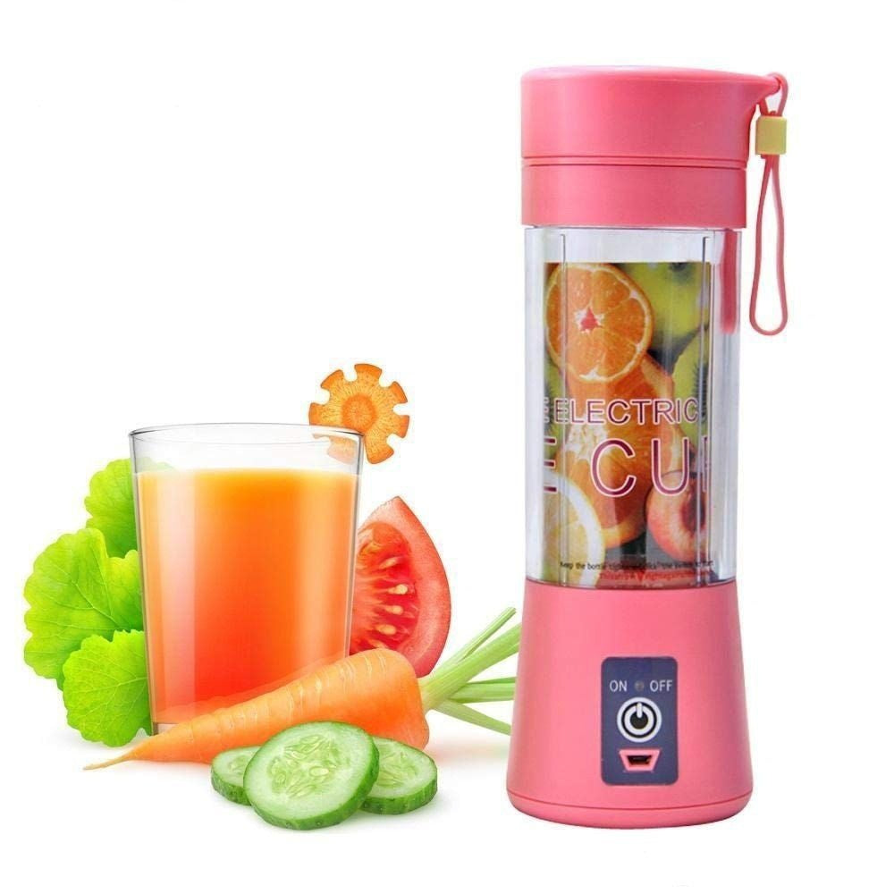 Blender portabil electric pentru smoothie si sucuri, reincarcabil USB 2000mAh, roz