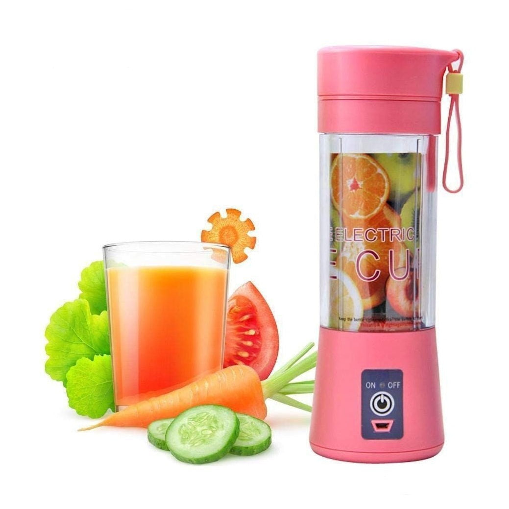 Blender portabil electric pentru smoothie si sucuri, reincarcabil USB 2000mAh, roz