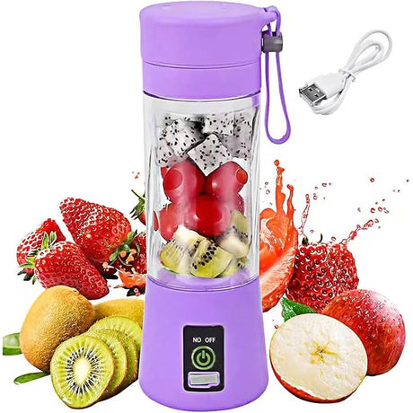 Blender portabil electric pentru smoothie si sucuri, reincarcabil USB 2000mAh, mov