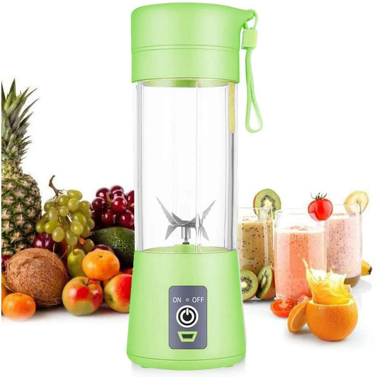 Blender portabil electric pentru smoothie si sucuri, reincarcabil USB 2000mAh, verde