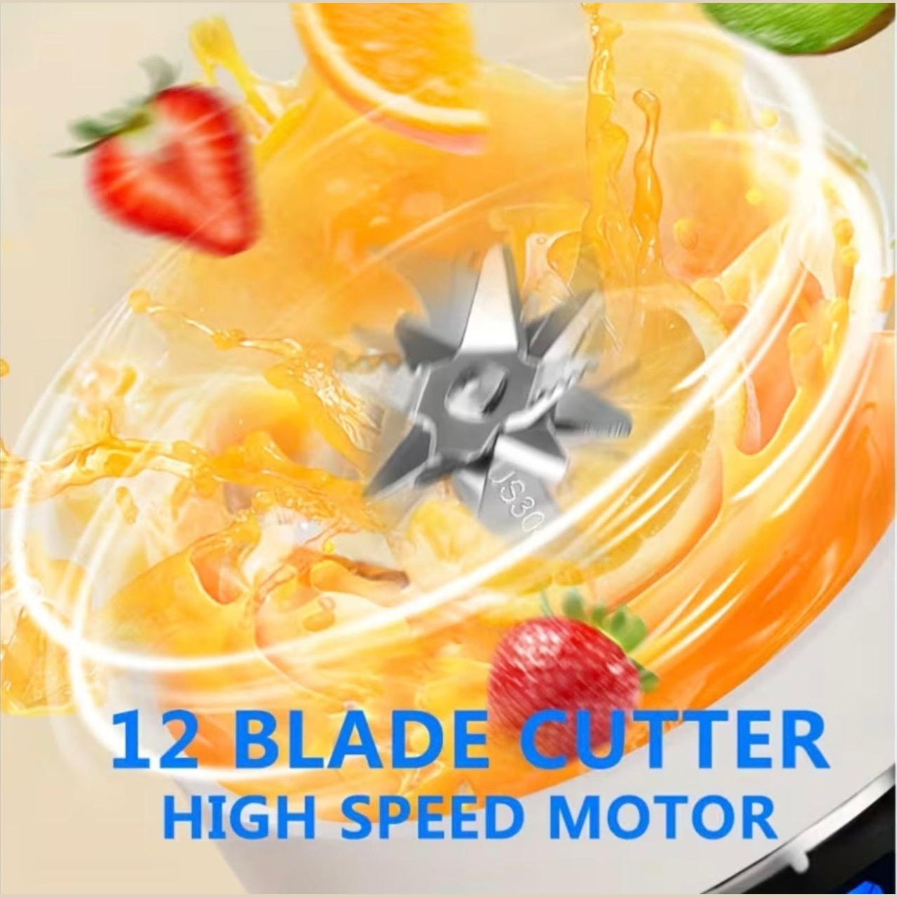Blender portabil USB pentru smoothie 600ml, 12 lame inox, afisaj digital, alb