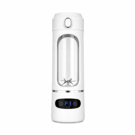 Blender portabil USB pentru smoothie 600ml, 12 lame inox, afisaj digital, alb