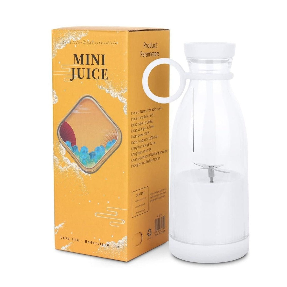 Blender portabil USB pentru smoothie si sucuri, mini mixer reincarcabil 420 ml mov