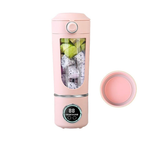 Blender portabil wireless 700ml cu 12 lame, 4 viteze si incarcare USB Type-C, roz