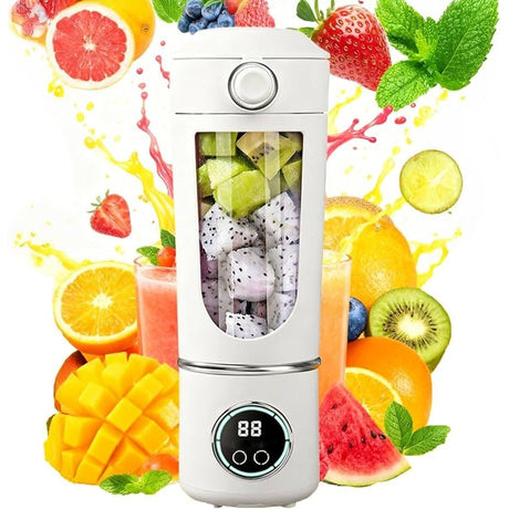 Blender portabil wireless 700ml cu 12 lame, 4 viteze si incarcare USB Type-C, crem