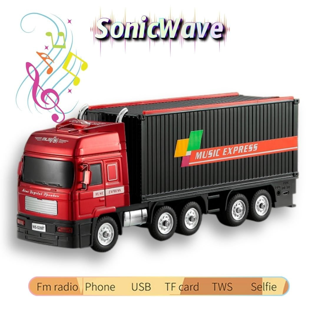 Boxă portabilă Bluetooth în formă de camion Music Express cu radio FM, USB, TF și funcție selfie, Negru