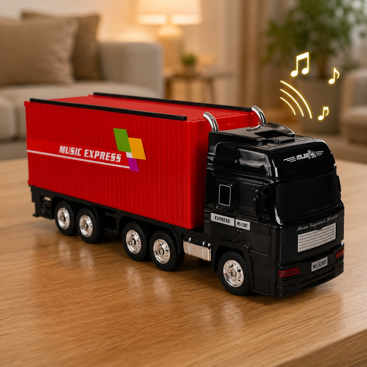 Boxă portabilă Bluetooth în formă de camion Music Express cu radio FM, USB, TF și funcție selfie, Rosu