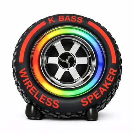 Boxă portabilă Bluetooth IX-BASS în formă de roată, TF, USB, FM, TWS, Rosu
