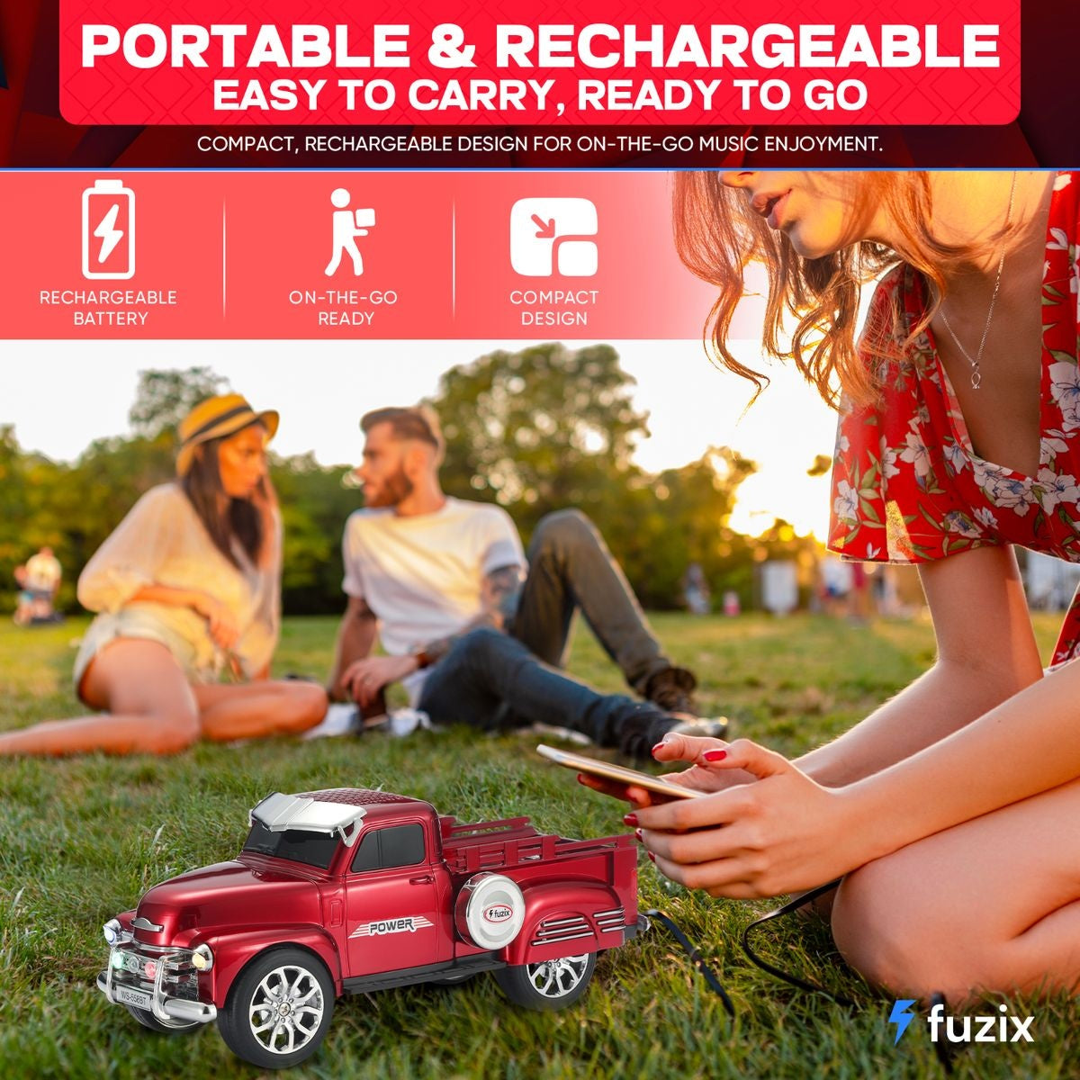 Boxa portabila Bluetooth masina vintage, radio FM, USB, TF, lumini LED, TWS, rosu