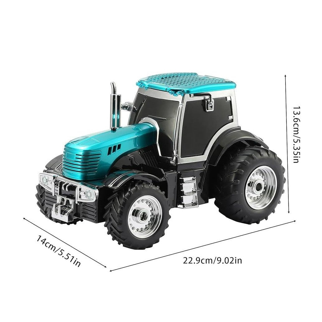 Boxa portabila Bluetooth tractor vintage, radio FM, USB, TF, AUX, lumini LED, TWS, verde smarald