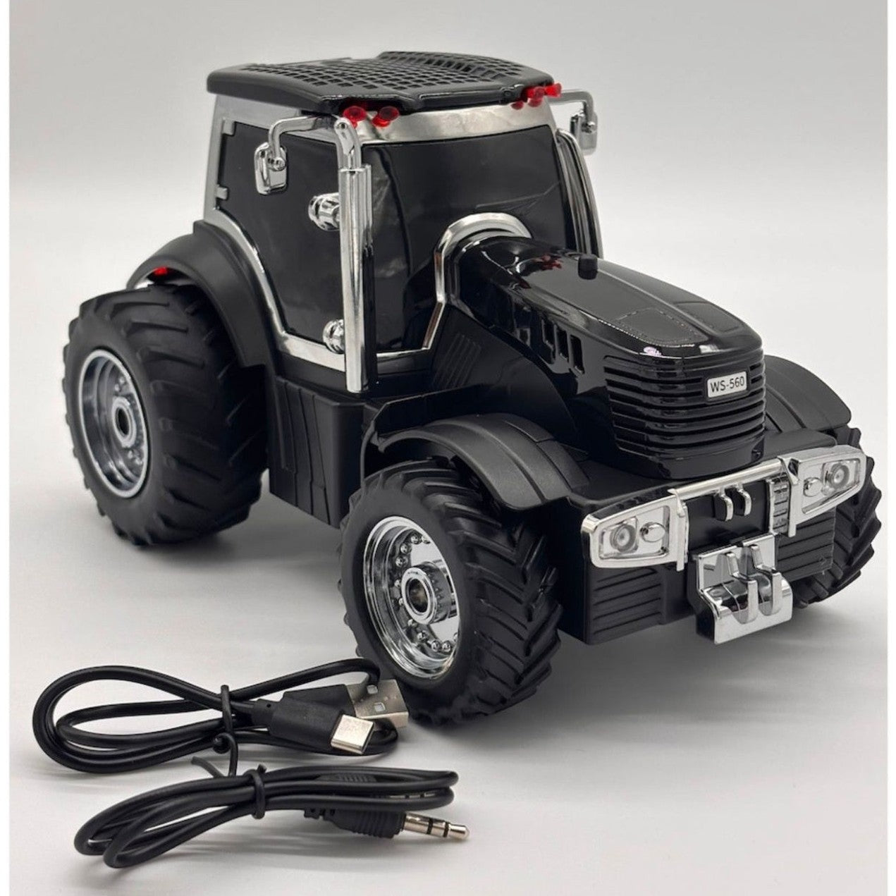 Boxa portabila Bluetooth tractor vintage, radio FM, USB, TF, AUX, TWS, lumini LED, negru intens