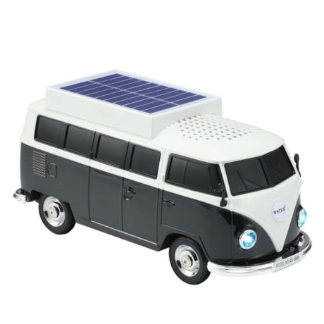 Boxă portabilă Bluetooth WSTER în formă de microbuz retro, cu încărcare solară, negru