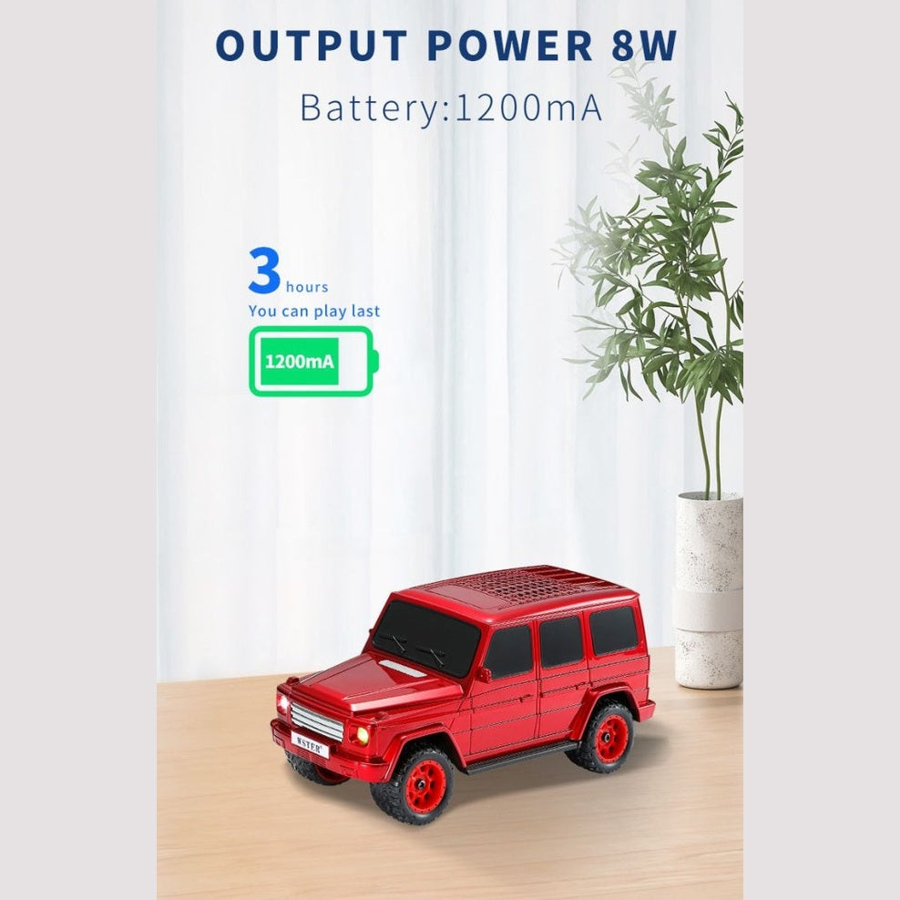 Boxa portabila wireless model masina SUV, 8W, Bluetooth, radio FM, USB, TF, rosie