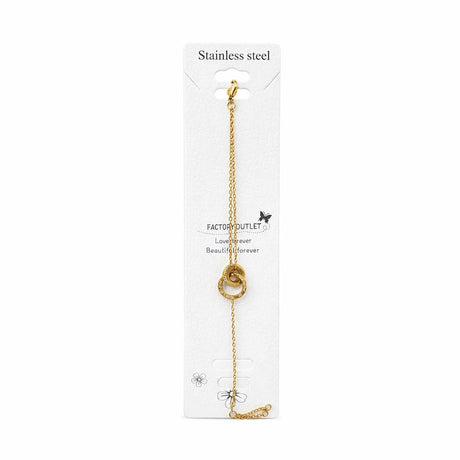 Brățară aurie Roxé cu cercuri interconectate și zirconii, inoxidabil 17+4.5 cm