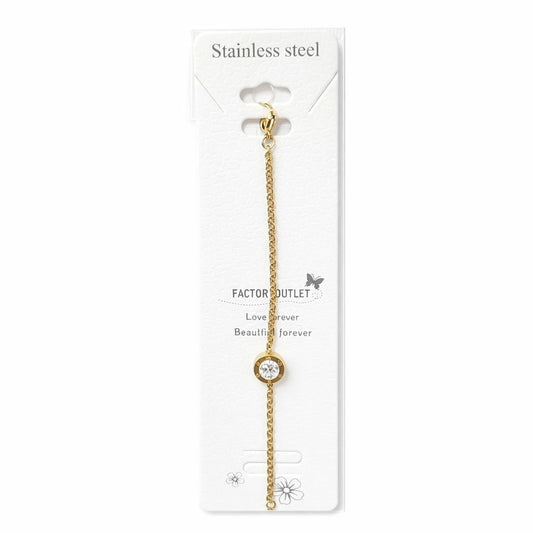 Bratara aurie Roxé cu cristal central, eleganta, reglabila 18+3 cm