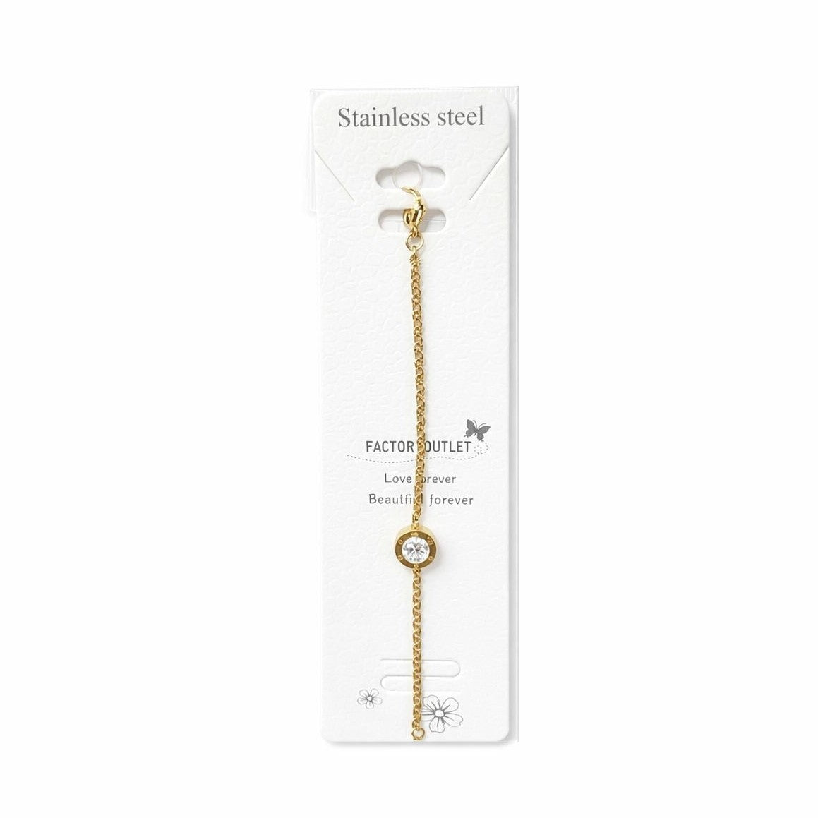 Bratara aurie Roxé cu cristal central, eleganta, reglabila 18+3 cm