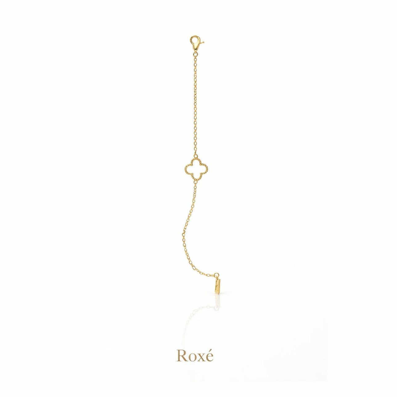 Brățară aurie Roxé cu simbol alb elegant, reglabilă 16.5+6 cm