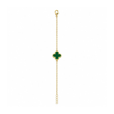 Brățară aurie Roxé cu simbol verde elegant, reglabilă 16.5+6 cm