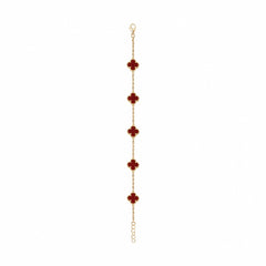 Brățară aurie Roxé cu simboluri bordo elegante, reglabilă 18+5 cm
