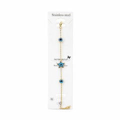 Brățară aurie Roxé cu stea și ochi protector albastru, inoxidabil 16.5+4 cm