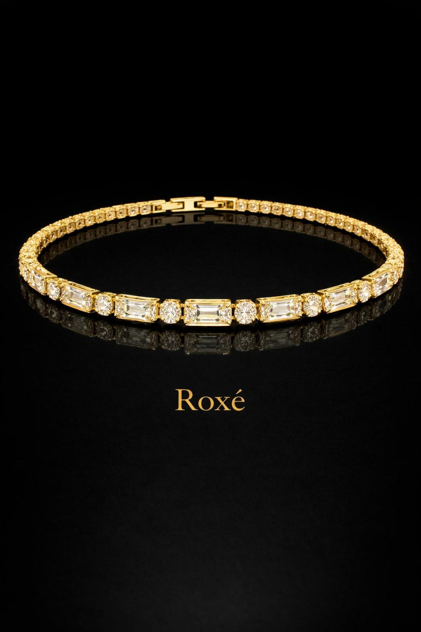 Bratara eleganta Roxe aurie cu cristale mixte, 18 cm
