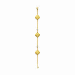 Bratara premium aurie ROXE cu scoici elegante si cristale fine, reglabila 17.5+5 cm