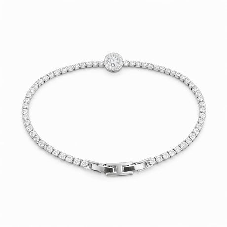Brățară Roxé Argintie cu Cristal Central și Pietricele, 18 cm