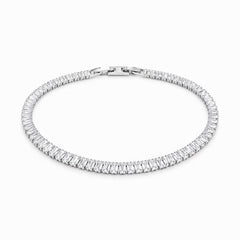 Brățară Roxe Argintie cu Cristale Dreptunghiulare – Eleganță Modernă, 18 cm