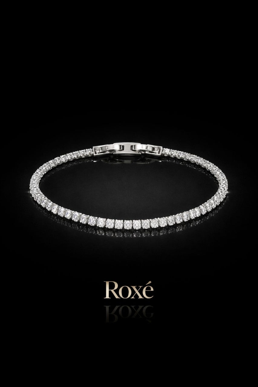 Brățară Roxé Argintie cu Cristale Fine – Strălucire Delicată, 17.5 cm