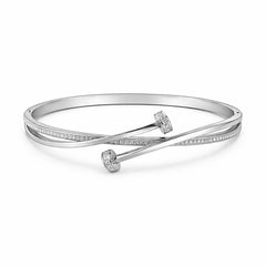 Bratara ROXE argintie eleganta cu design incrucisat si cristale inchizatoare fixa