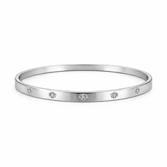 Bratara ROXE argintie rigida cu cristale discrete design elegant inchizatoare fixa