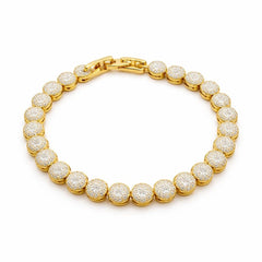 Bratara ROXE aurie cu cristale stralucitoare, design elegant circular, 19 cm