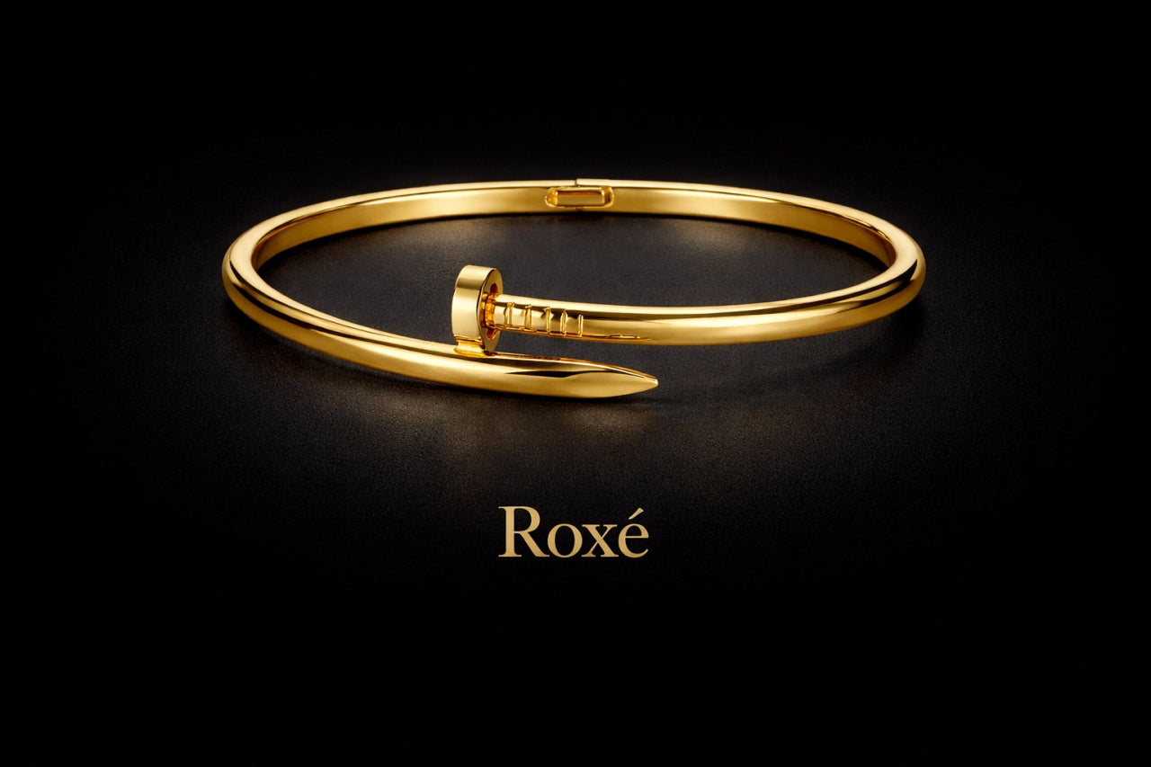 Bratara ROXE aurie tip cui design minimalist elegant inchizatoare fixa