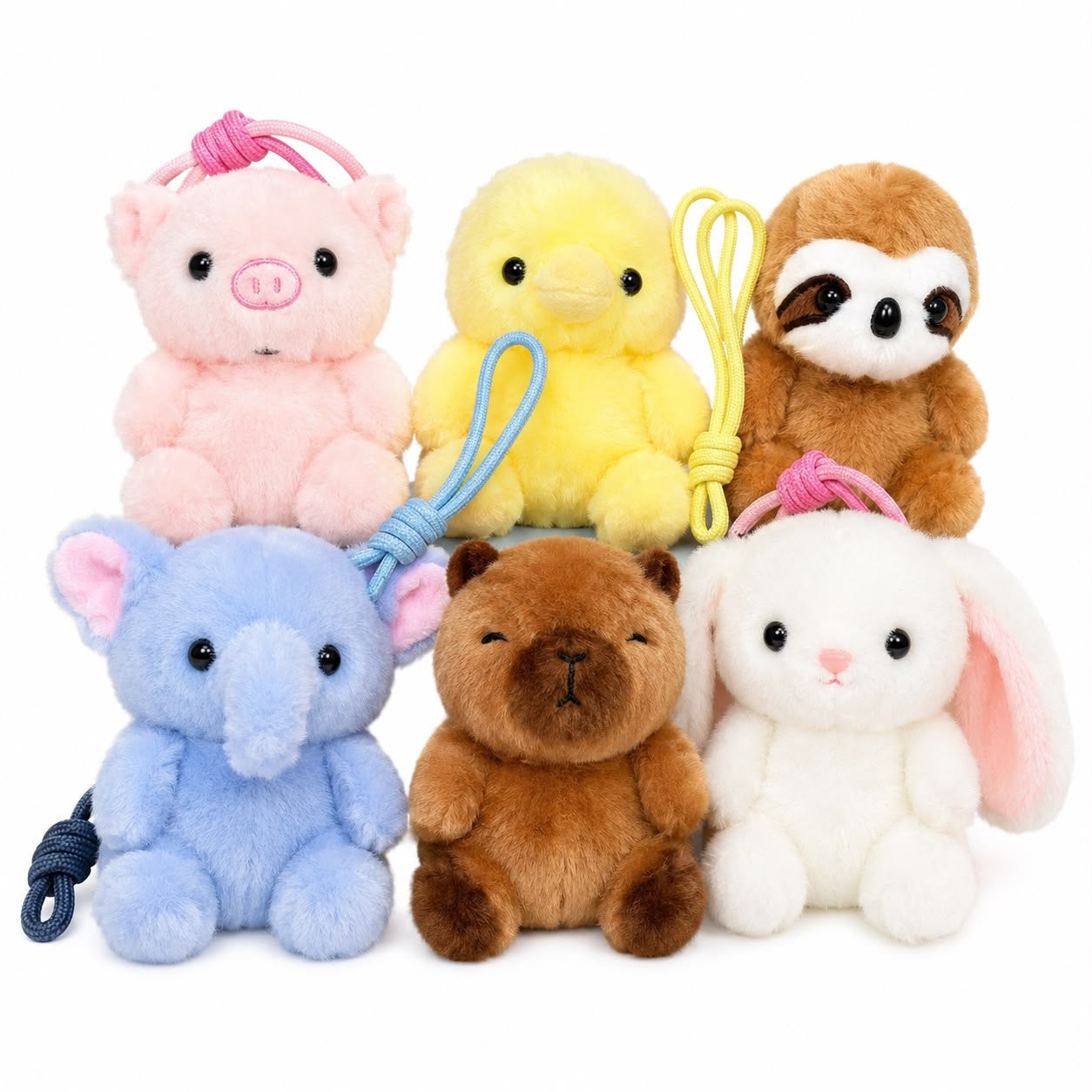 Breloc Plus Animaluțe Pufoase , 12cm – Jucărie de Pluș cu Șnur, Model Aleatoriu, 6 Modele Drăgălașe, 3+ Ani