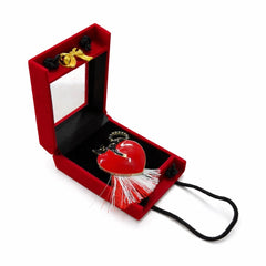 Brosa Inima Martisor cu Pisica Neagra si in Cutie Eleganta