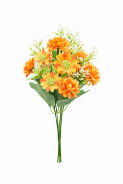 Buchet artificial 25 de crizanteme portocalii 30 cm