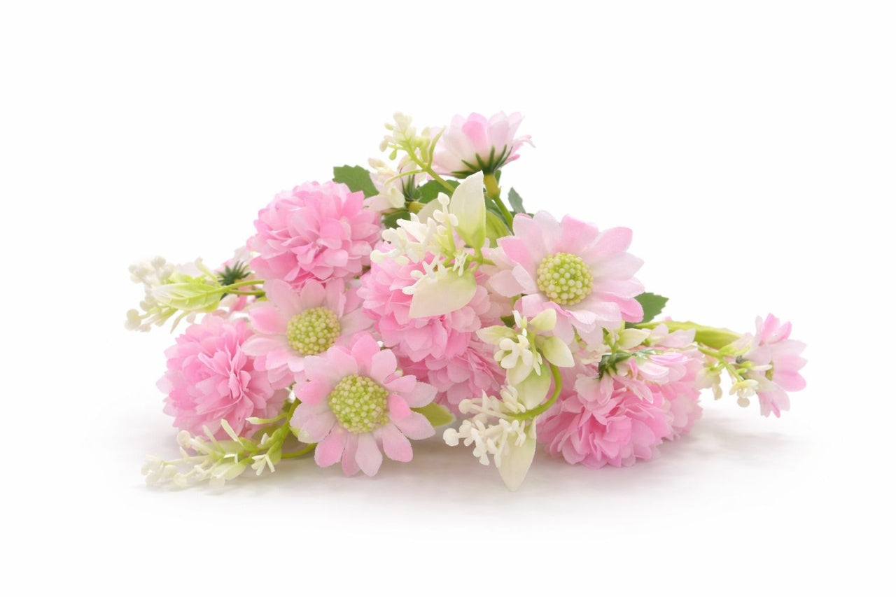 Buchet artificial 25 de crizanteme roz pudrat 30 cm
