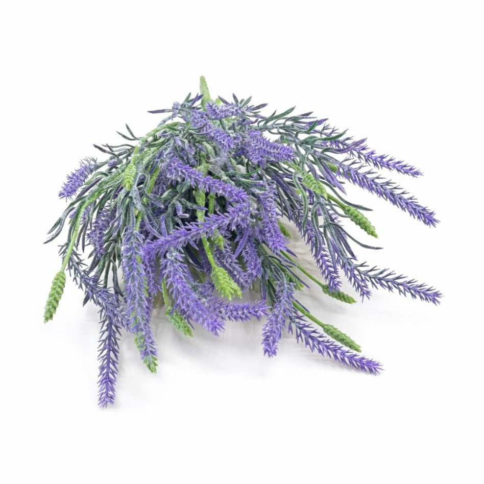 Buchet artificial lavanda decorativa bogata cu 5 fire si frunzis fin pe fir gros 40 cm