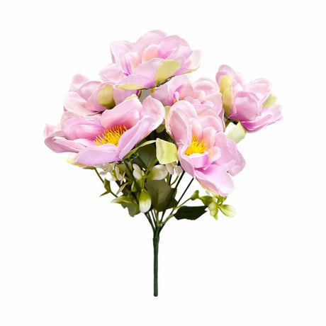 Buchet flori artificiale, 7 Bujori si flori decorative, 30 cm, Roz