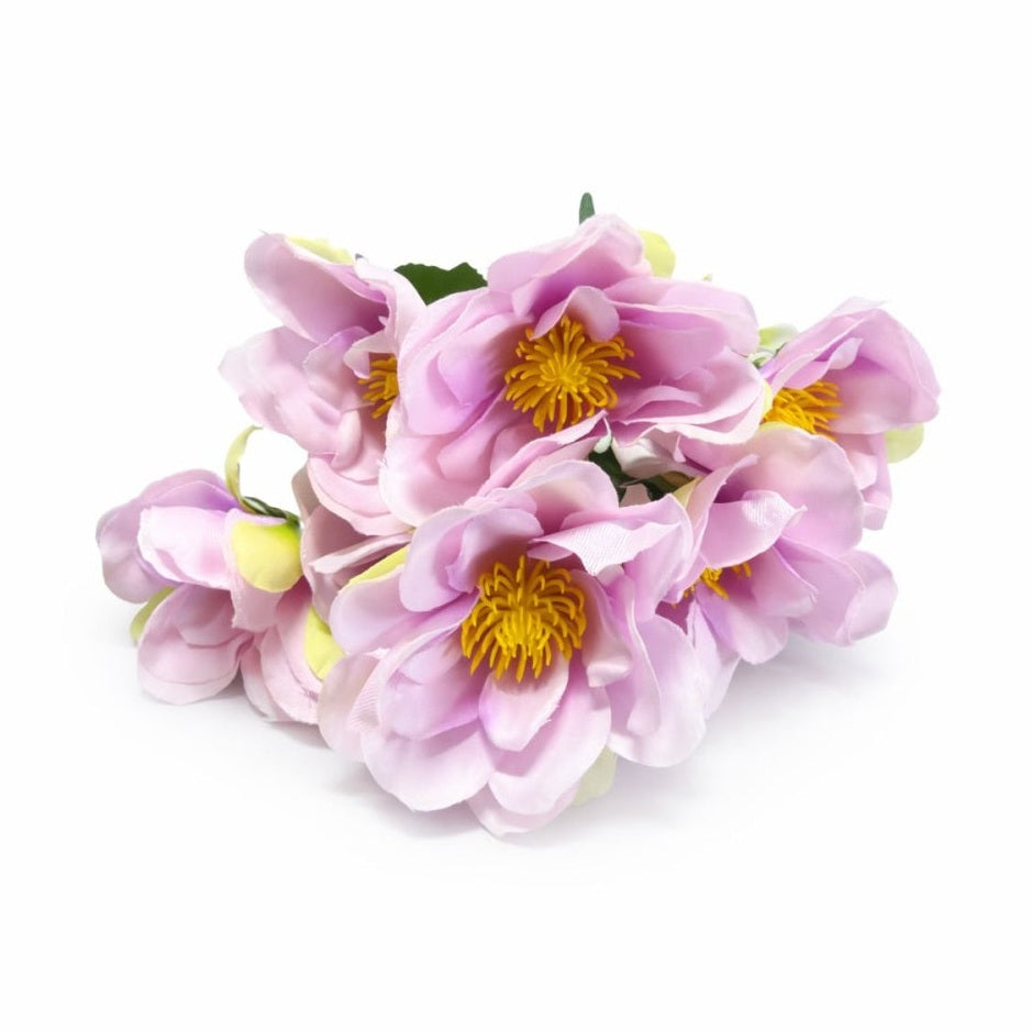 Buchet flori artificiale, 7 Bujori si flori decorative, 30 cm, Roz