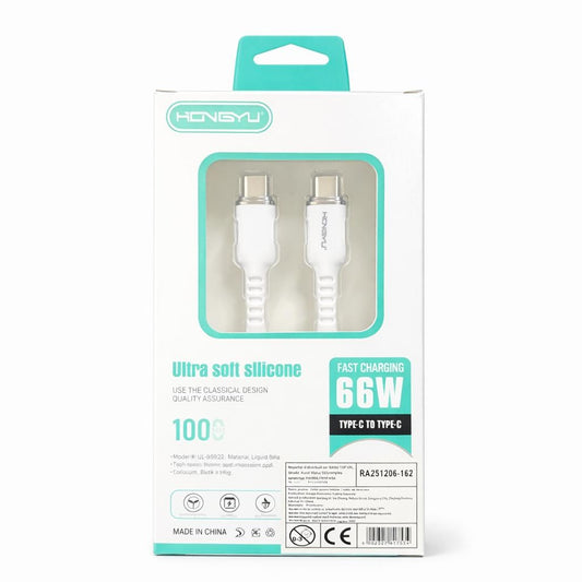 Cablu USB Type-C 66W Fast Charging, 100cm, Alb