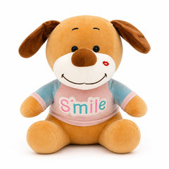 Caine de plus 38cm cu pupic si tricou Smile, jucarie moale copii