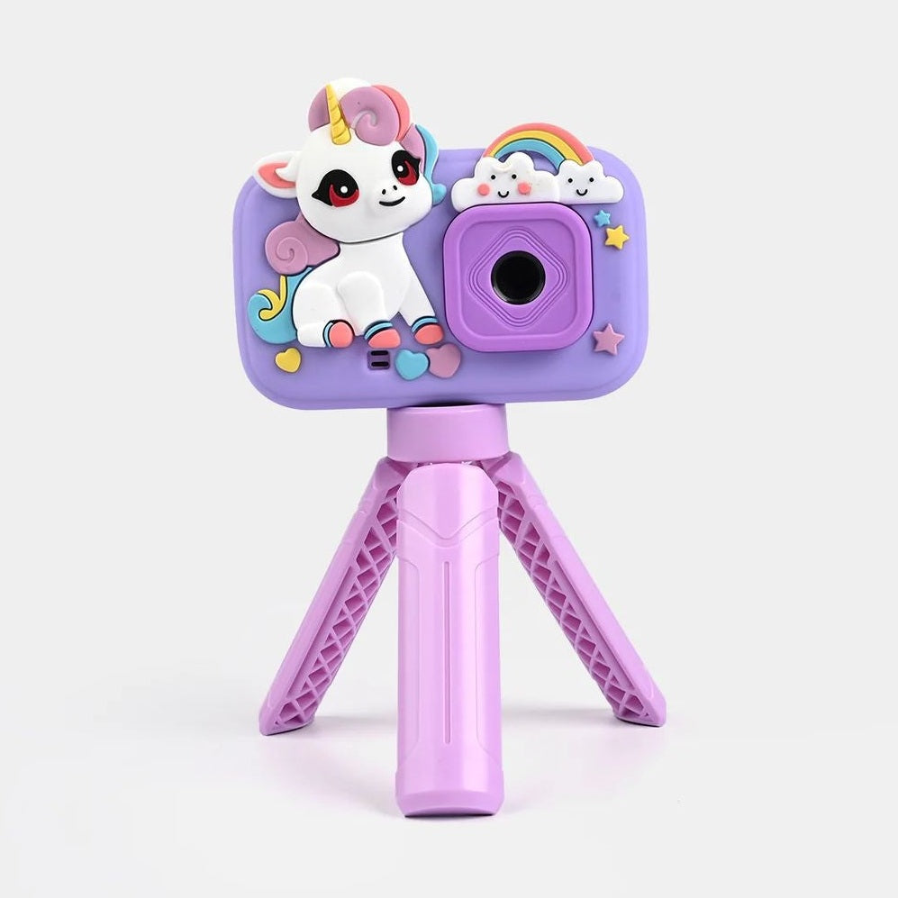 Camera foto copii unicorn mov cu trepied ecran 2 inch foto video