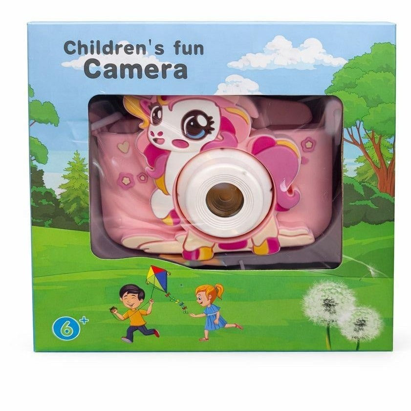 Camera foto copii unicorn roz, digitala, cu snur si cablu incarcare, 6+ ani