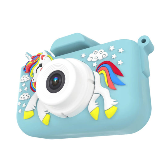 Camera foto digitala pentru copii 4800 MP, 8x zoom, model unicorn albastru, 13x12cm