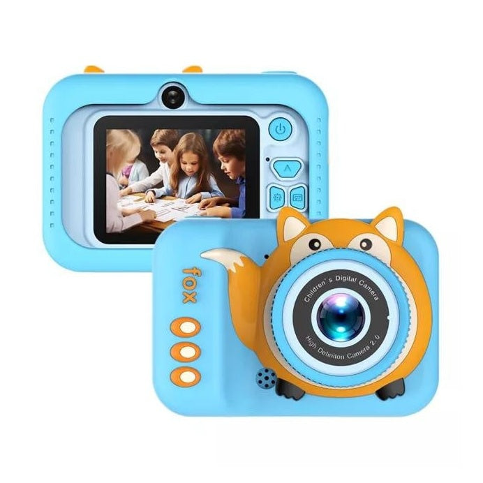Camera foto digitala pentru copii 4800 MP, 8x zoom, model vulpita albastru intens, 12x12cm